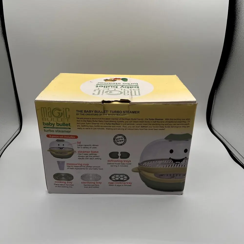 MAGIC BULLET Baby Bullet Turbo Steamer 8pc NIB OPEN BOX